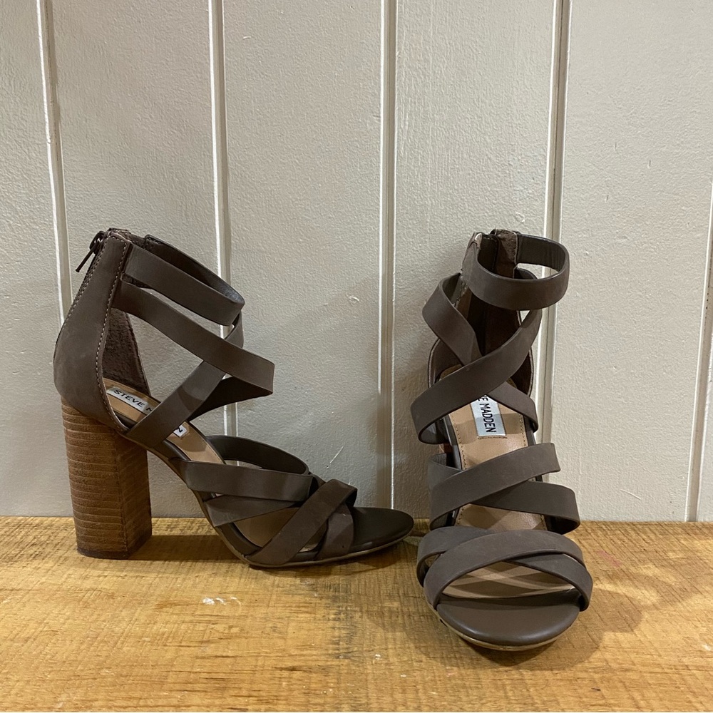 Steve Madden Brown Block Heel Sandals